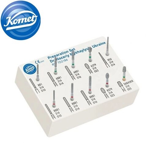 ᐉ Набор боров Komet TD2186 для препарирования под коронку Н