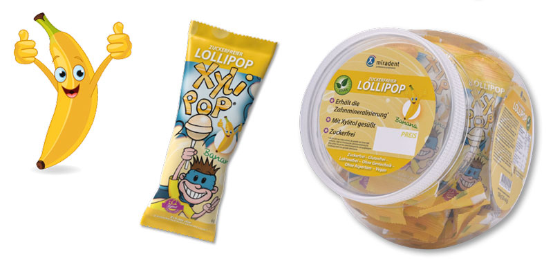 XYLLIPOPXylitollollipopmiradent,banana50pcs