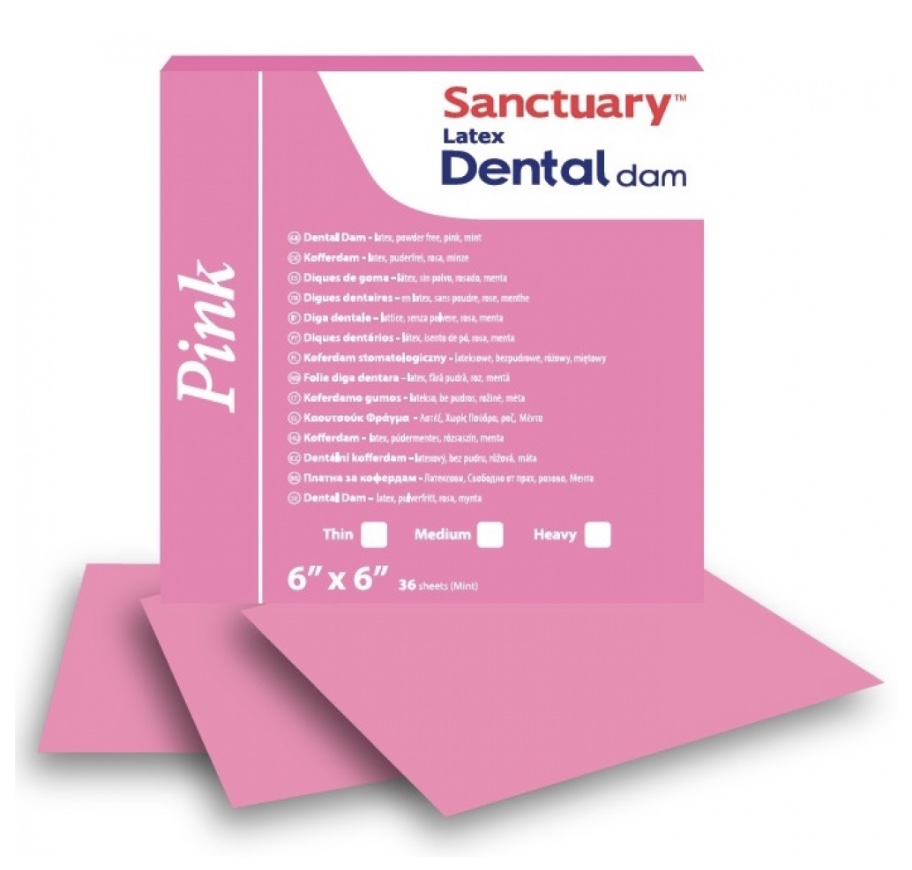 Размер пинк. Sanctuary Dental dam. Латексные листы для раббердама розовый, размер Medium (средний) Blossom. Sanctuary latex Dental dams Pink. DENTPRO.