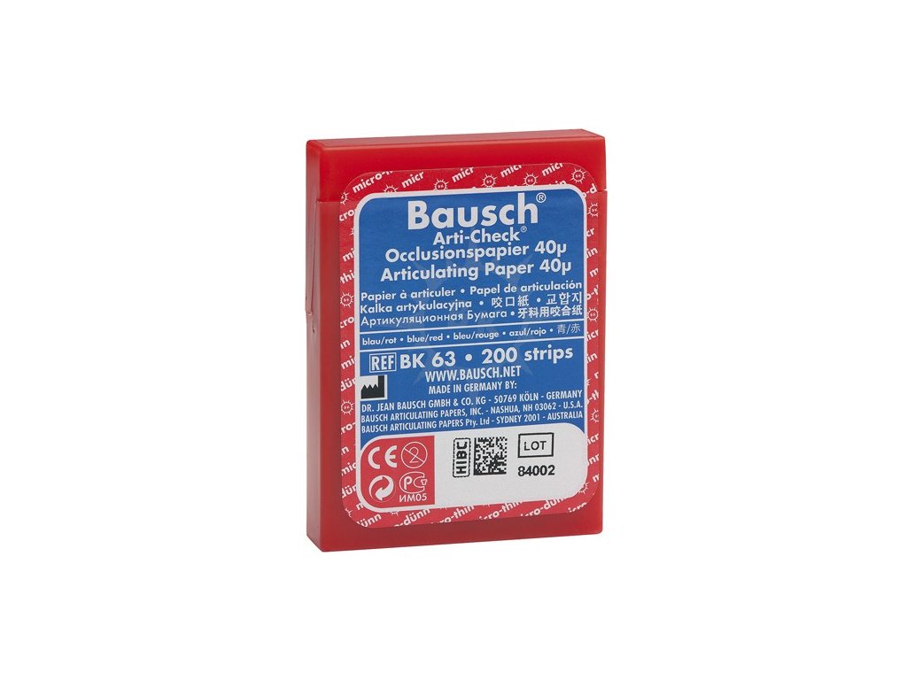 ᐉ Бумага Артикуляционная Bausch BK63 прямая синяя 40 мкм, 200 листов ...